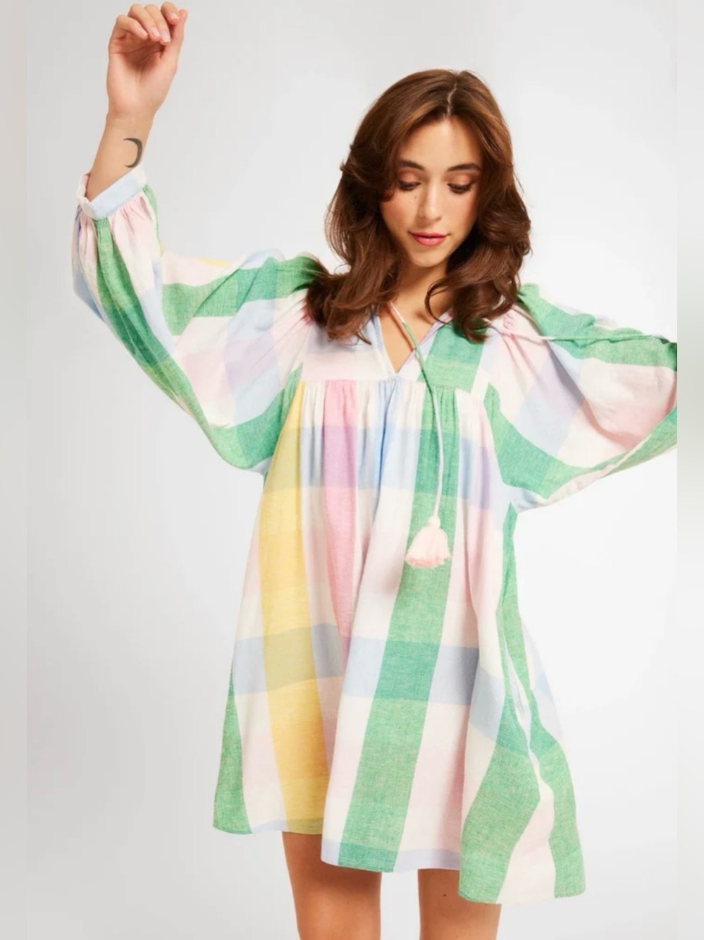 Mille Daisy Pastel Plaid Midi Dress - Medium